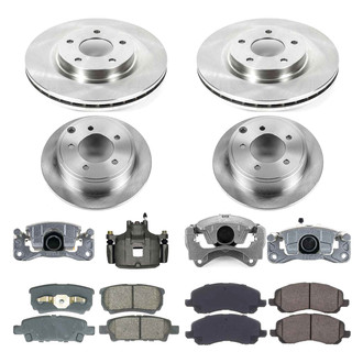 Callahan Brake Parts® - Plain Front and Rear Brake Kit with Calipers