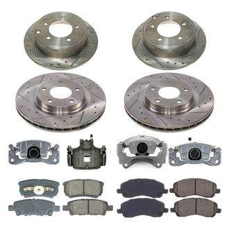 Callahan Brake Parts® - Drilled and Slotted Front and Rear Brake Kit with Calipers