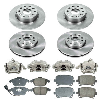 Callahan Brake Parts® - Plain Front and Rear Brake Kit with Calipers