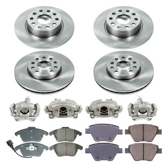 Callahan Brake Parts® - Plain Front and Rear Brake Kit with Calipers