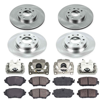 Callahan Brake Parts® - Plain Front and Rear Brake Kit with Calipers