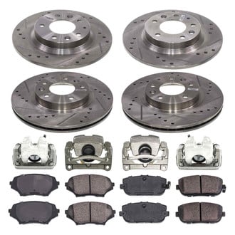 Callahan Brake Parts® - Drilled and Slotted Front and Rear Brake Kit with Calipers
