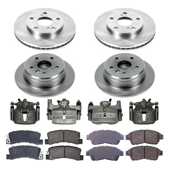 Callahan Brake Parts® - Plain Front and Rear Brake Kit with Calipers