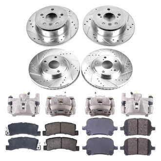 Callahan Brake Parts® - Drilled and Slotted Front and Rear Brake Kit with Calipers