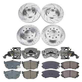 Callahan Brake Parts® - Drilled and Slotted Front and Rear Brake Kit with Calipers