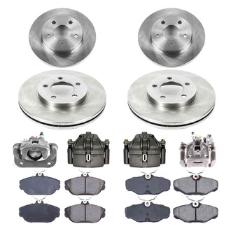 Callahan Brake Parts® - Plain Front and Rear Brake Kit with Calipers