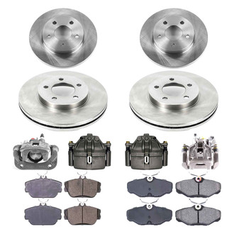 Callahan Brake Parts® - Plain Front and Rear Brake Kit with Calipers