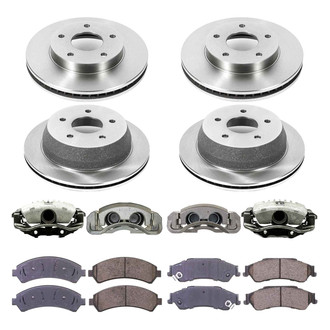 Callahan Brake Parts® - Plain Front and Rear Brake Kit with Calipers