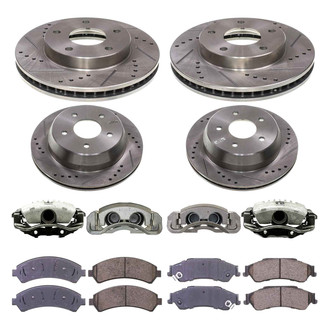 Callahan Brake Parts® - Drilled and Slotted Front and Rear Brake Kit with Calipers