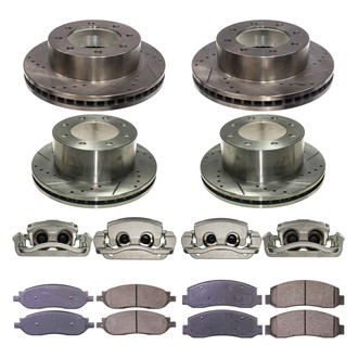 Callahan Brake Parts® - Drilled and Slotted Front and Rear Brake Kit with Calipers