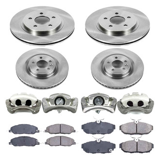Callahan Brake Parts® - Plain Front and Rear Brake Kit with Calipers