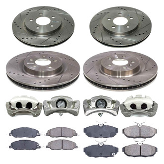 Callahan Brake Parts® - Drilled and Slotted Front and Rear Brake Kit with Calipers