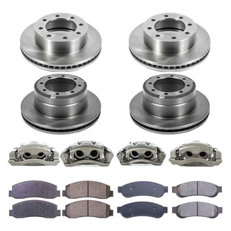 Callahan Brake Parts® - Plain Front and Rear Brake Kit with Calipers