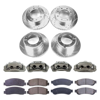 Callahan Brake Parts® - Drilled and Slotted Front and Rear Brake Kit with Calipers