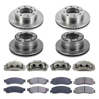 Callahan Brake Parts® - Plain Front and Rear Brake Kit with Calipers