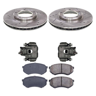 Callahan Brake Parts® - Drilled and Slotted Front Brake Kit with Calipers