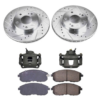 Callahan Brake Parts® - Drilled and Slotted Front Brake Kit with Calipers