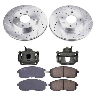 Callahan Brake Parts® - Drilled and Slotted Front Brake Kit with Calipers
