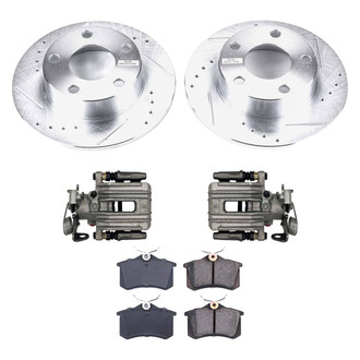 Callahan Brake Parts® - Drilled and Slotted Rear Brake Kit with Calipers