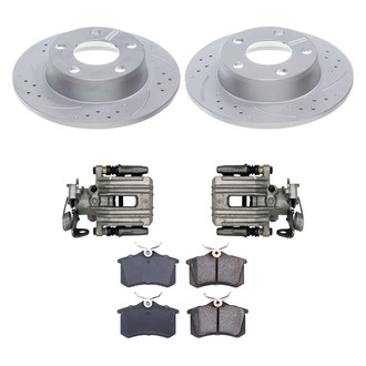 Callahan Brake Parts® - Drilled and Slotted Rear Brake Kit with Calipers
