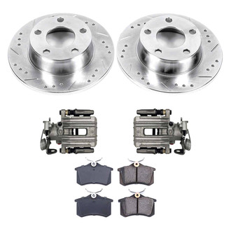 Callahan Brake Parts® - Drilled and Slotted Rear Brake Kit with Calipers