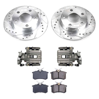 Callahan Brake Parts® - Drilled and Slotted Rear Brake Kit with Calipers