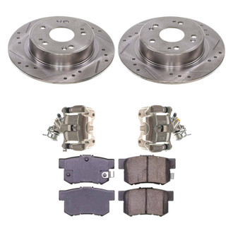 Callahan Brake Parts® - Drilled and Slotted Rear Brake Kit with Calipers