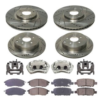 Callahan Brake Parts® - Drilled and Slotted Front and Rear Brake Kit with Calipers