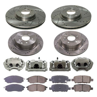 Callahan Brake Parts® - Drilled and Slotted Front and Rear Brake Kit with Calipers