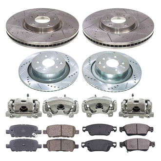 Callahan Brake Parts® - Drilled and Slotted Front and Rear Brake Kit with Calipers