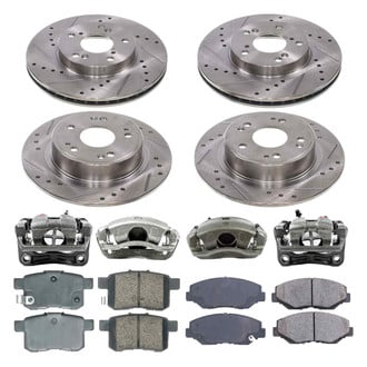 Callahan Brake Parts® - Drilled and Slotted Front and Rear Brake Kit with Calipers