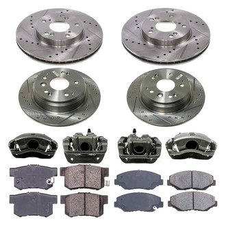 Callahan Brake Parts® - Drilled & Slotted Brake Kit with Calipers