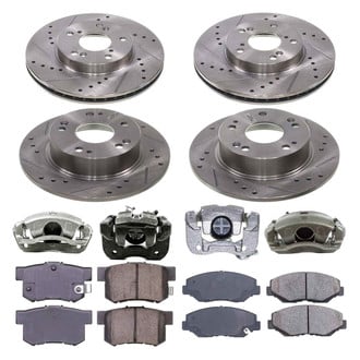 Callahan Brake Parts® - Drilled and Slotted Front and Rear Brake Kit with Calipers
