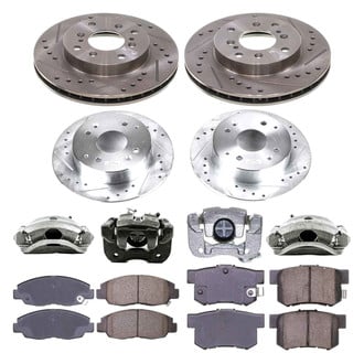 Callahan Brake Parts® - Drilled and Slotted Front and Rear Brake Kit with Calipers