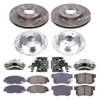 Callahan Brake Parts® - Drilled and Slotted Front and Rear Brake Kit with Calipers