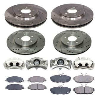 Callahan Brake Parts® - Drilled and Slotted Front and Rear Brake Kit with Calipers