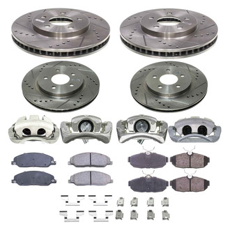 Callahan Brake Parts® - Drilled and Slotted Front and Rear Brake Kit with Calipers