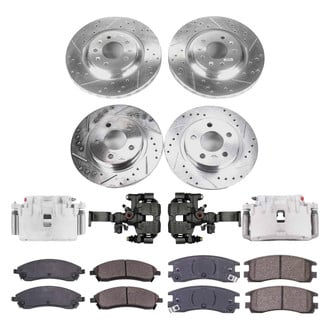 Callahan Brake Parts® - Drilled and Slotted Front and Rear Brake Kit with Calipers