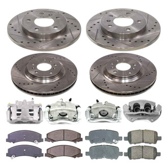 Callahan Brake Parts® - Drilled and Slotted Front and Rear Brake Kit with Calipers