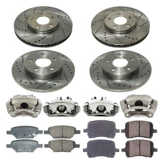 Callahan Brake Parts® - Drilled and Slotted Front and Rear Brake Kit with Calipers