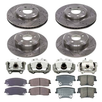 Callahan Brake Parts® - Drilled and Slotted Front and Rear Brake Kit with Calipers