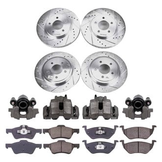 Callahan Brake Parts® - Drilled and Slotted Front and Rear Brake Kit with Calipers