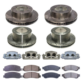 Callahan Brake Parts® - Drilled and Slotted Front and Rear Brake Kit with Calipers