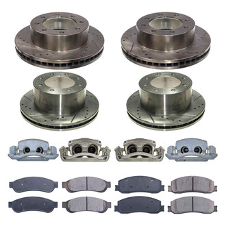 Callahan Brake Parts® - Drilled and Slotted Front and Rear Brake Kit with Calipers