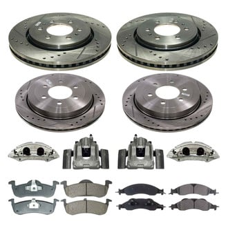 Callahan Brake Parts® - Drilled and Slotted Front and Rear Brake Kit with Calipers