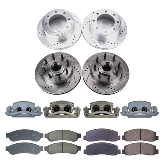 Callahan Brake Parts® - Drilled and Slotted Front and Rear Brake Kit with Calipers