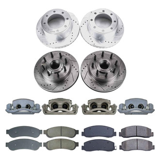 Callahan Brake Parts® - Drilled and Slotted Front and Rear Brake Kit with Calipers
