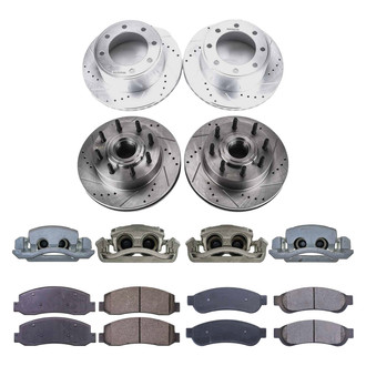 Callahan Brake Parts® - Drilled and Slotted Front and Rear Brake Kit with Calipers