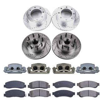 Callahan Brake Parts® - Drilled and Slotted Front and Rear Brake Kit with Calipers