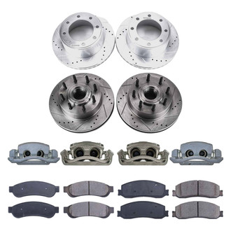 Callahan Brake Parts® - Drilled and Slotted Front and Rear Brake Kit with Calipers